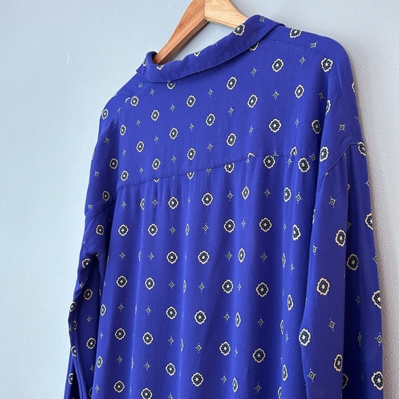Free People Intimately • Blue Purple Button Down Long Sleeve Top Size XS - Picture 13 of 17